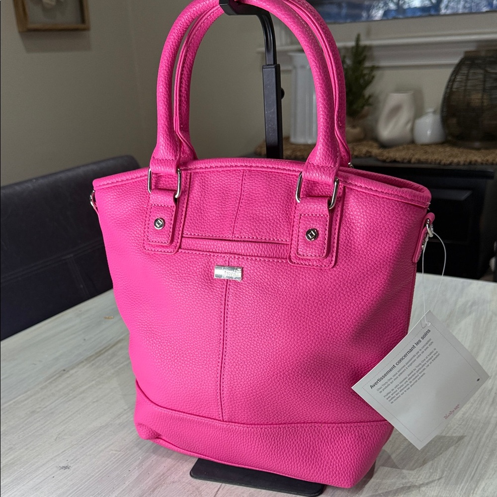 thirty-one Bright Pink Pebbled Leather Tote